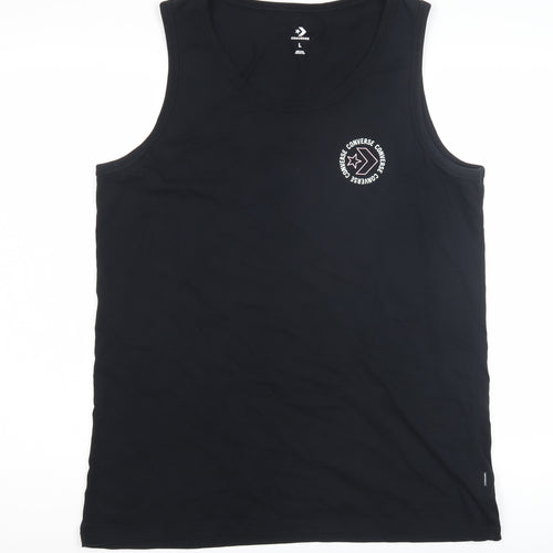 Converse Men's Black Sleeveless T-Shirt L Logo