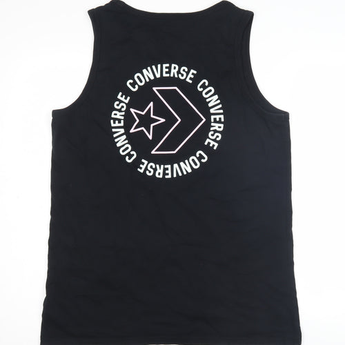 Converse Men's Black Sleeveless T-Shirt L Logo