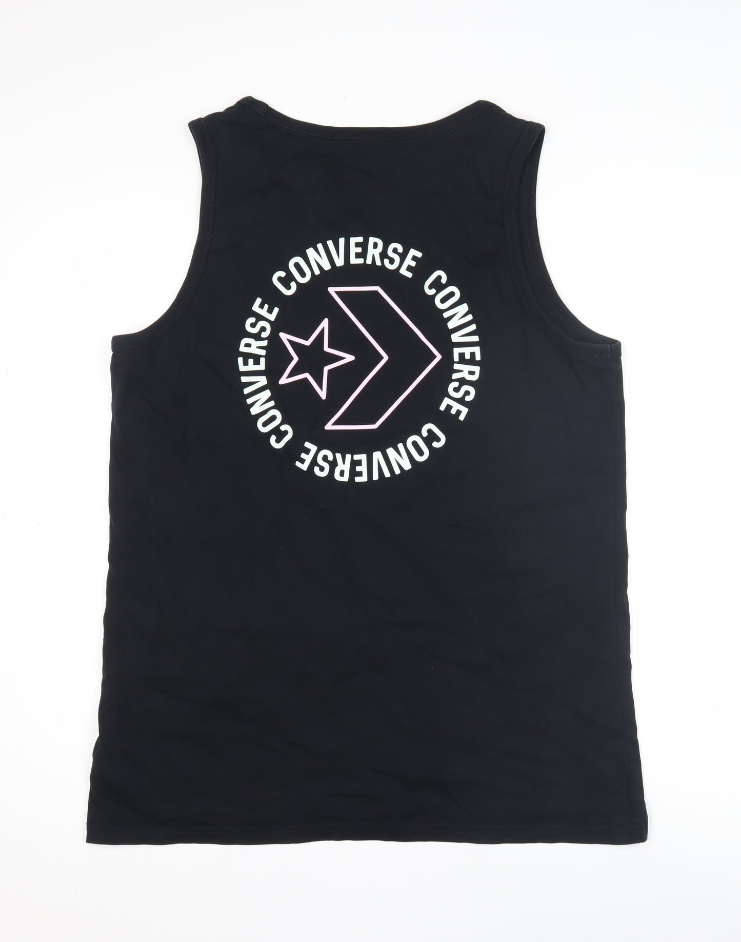 Converse Men's Black Sleeveless T-Shirt L Logo