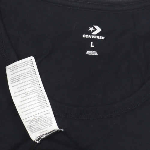 Converse Men's Black Sleeveless T-Shirt L Logo