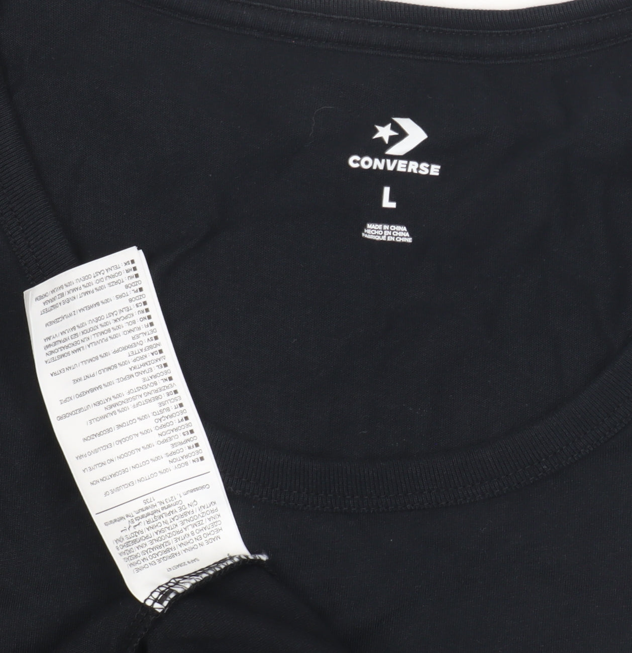 Converse Men's Black Sleeveless T-Shirt L Logo