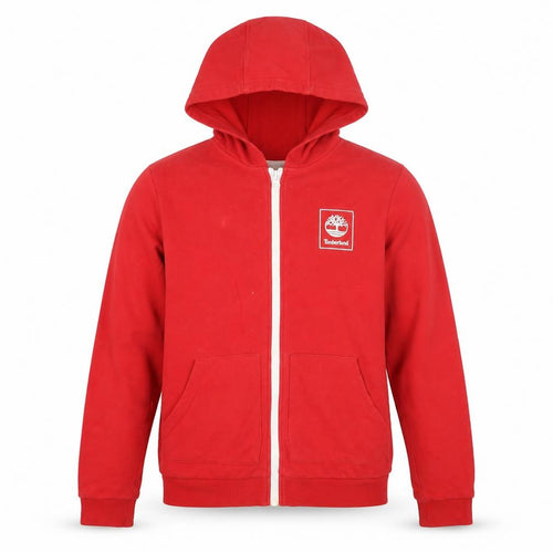 Timberland Boys Red Full Zip Hoodie, Size 14 Years, Logo Accent