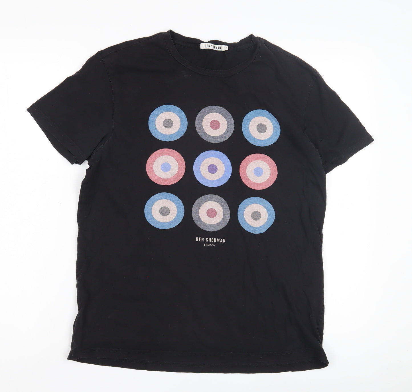 Ben Sherman Men's Black Cotton Printed T-Shirt Size M
