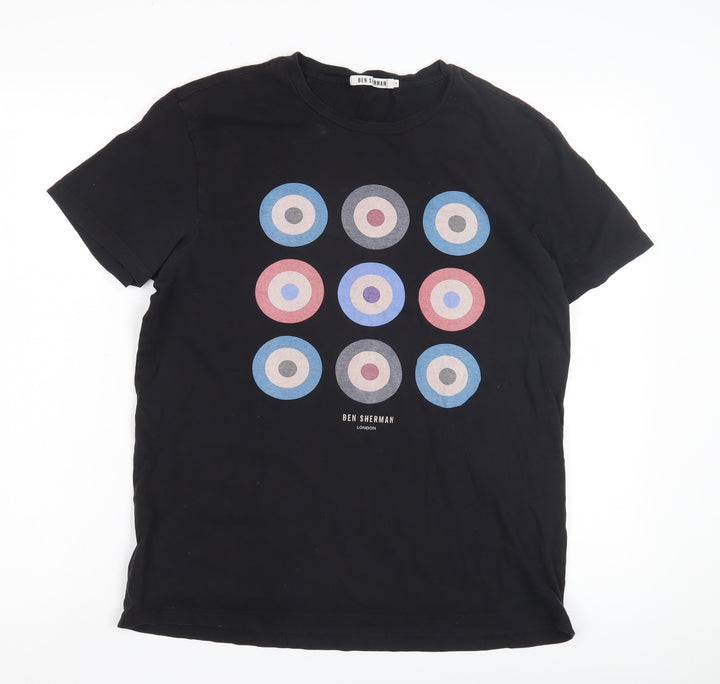 Ben Sherman Men's Black Cotton Printed T-Shirt Size M