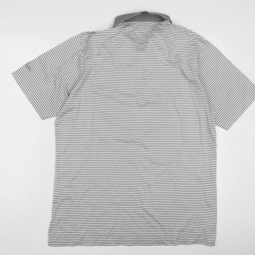 Oscar Jacobson Men's Grey Striped Polo L Regular Fit