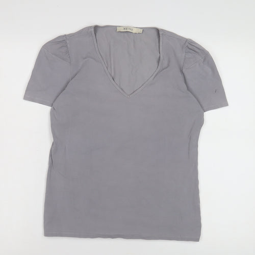 Reiss Women's Grey V-Neck T-Shirt Size L