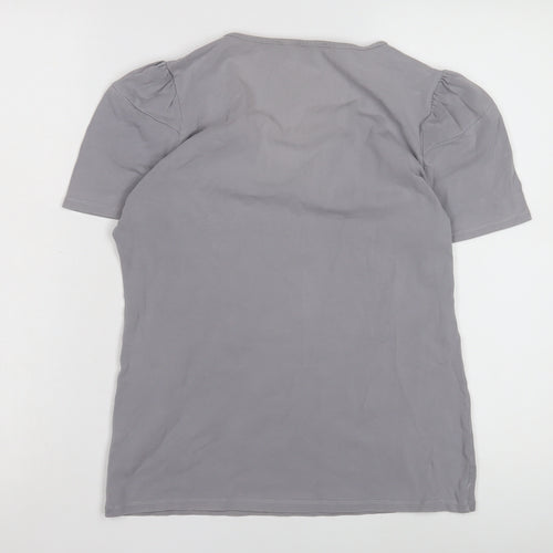 Reiss Women's Grey V-Neck T-Shirt Size L