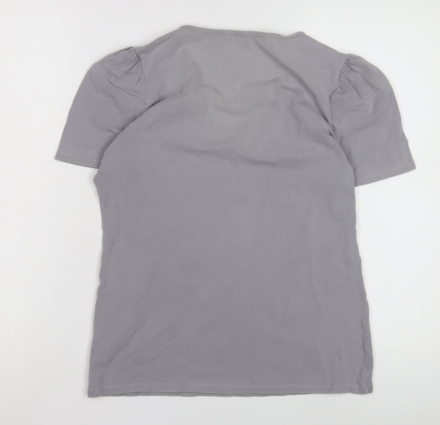 Reiss Women's Grey V-Neck T-Shirt Size L