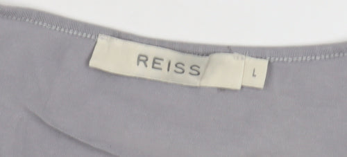 Reiss Women's Grey V-Neck T-Shirt Size L