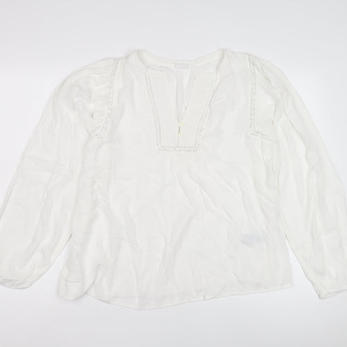 Marks and Spencer White V-Neck Crochet Blouse, S