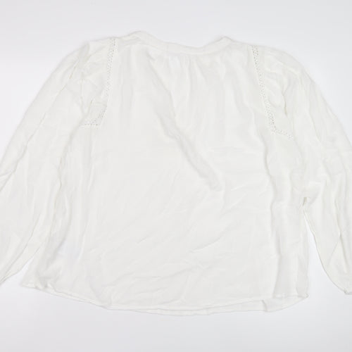 Marks and Spencer White V-Neck Crochet Blouse, S