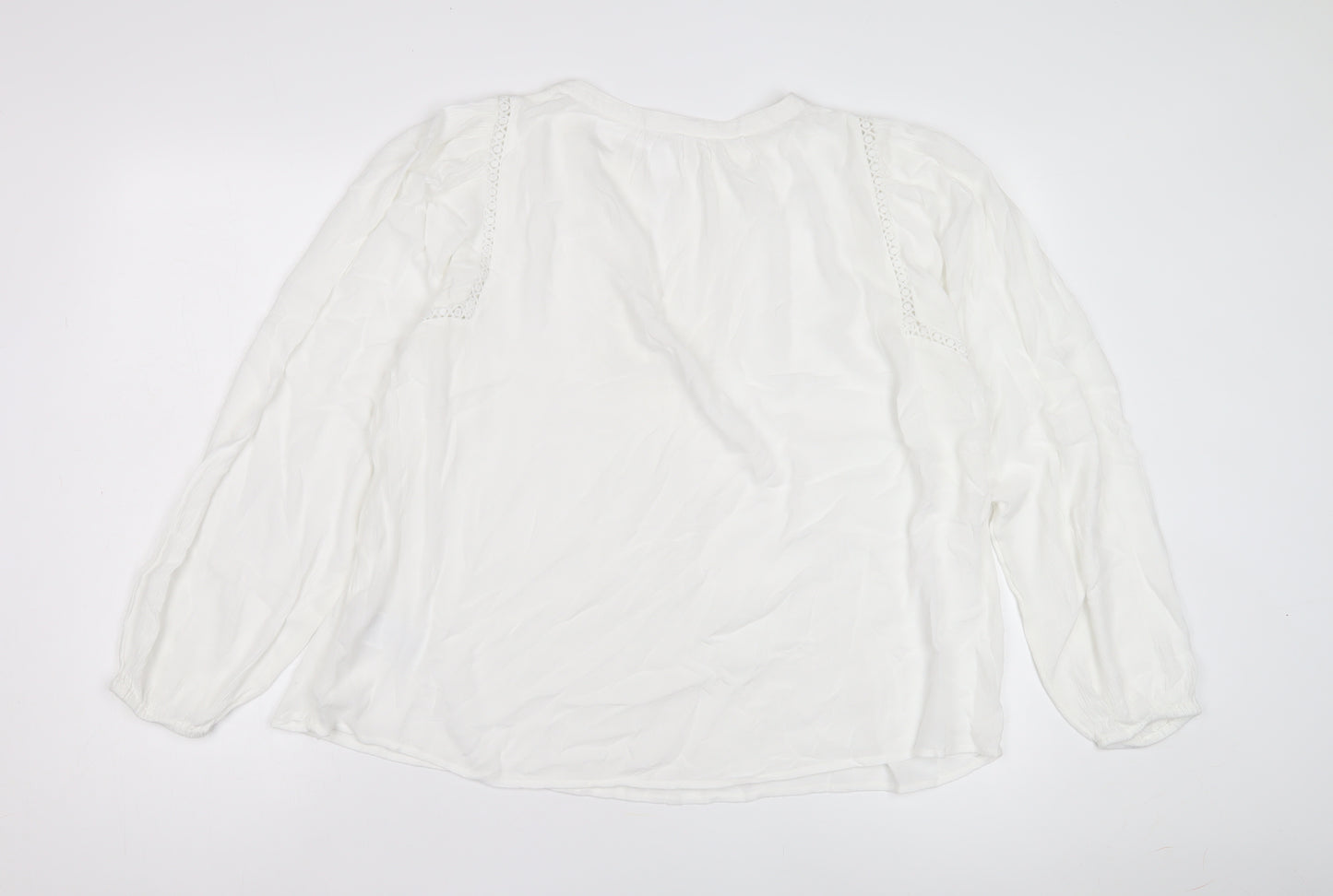 Marks and Spencer White V-Neck Crochet Blouse, S