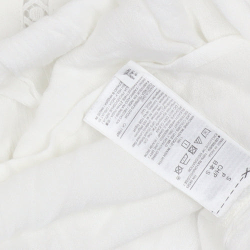 Marks and Spencer White V-Neck Crochet Blouse, S