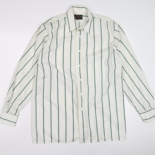 Henry Bannerman Men's White Striped Dress Shirt 15.5