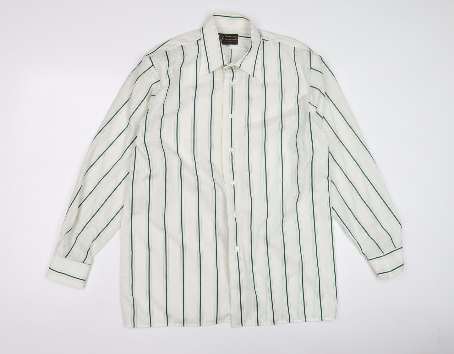 Henry Bannerman Men's White Striped Dress Shirt 15.5