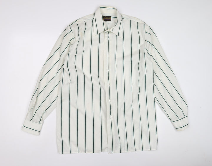 Henry Bannerman Men's White Striped Dress Shirt 15.5