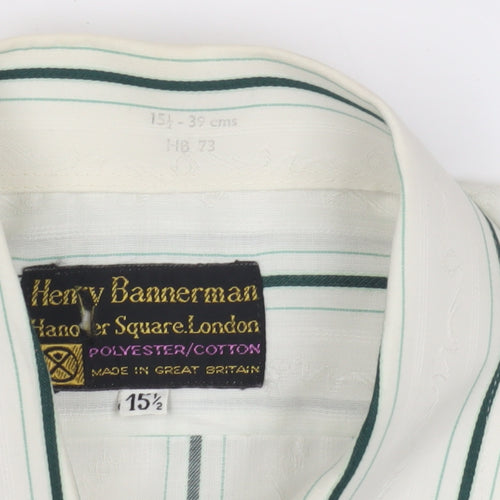 Henry Bannerman Men's White Striped Dress Shirt 15.5