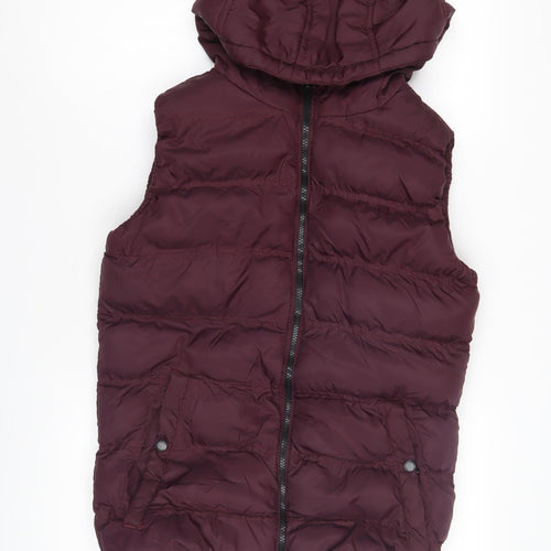 FABRIC Women's Red Puffer Hooded Waistcoat Size S
