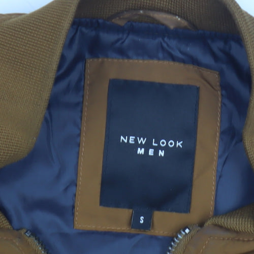 New Look Men's Brown Bomber Jacket S Casual Autumn