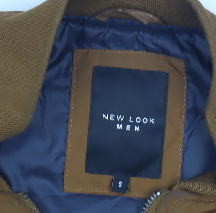 New Look Men's Brown Bomber Jacket S Casual Autumn