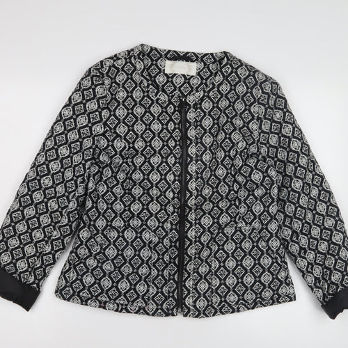 BHS Women's Black Argyle Jacket, Size 14, Cotton