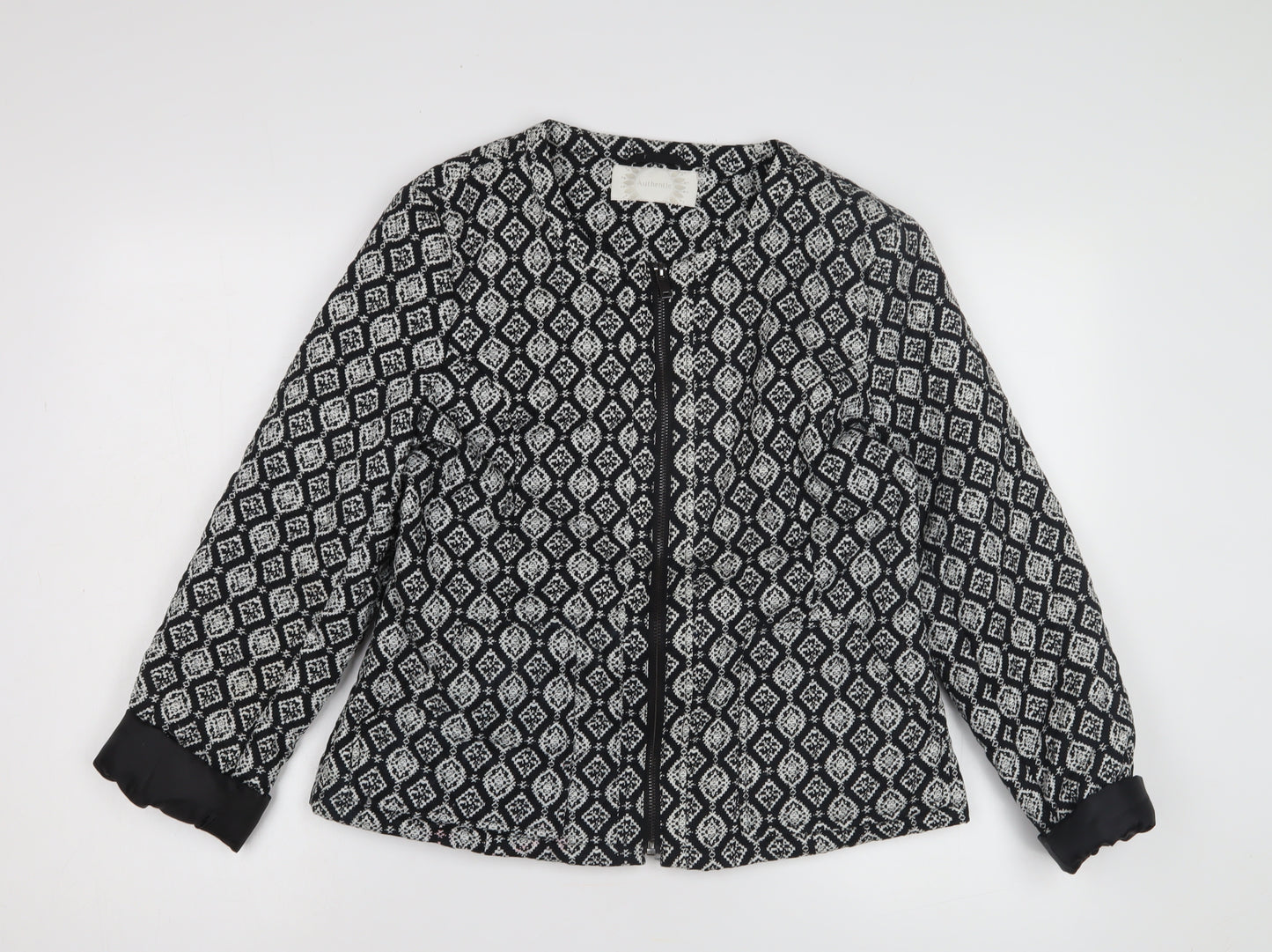 BHS Women's Black Argyle Jacket, Size 14, Cotton