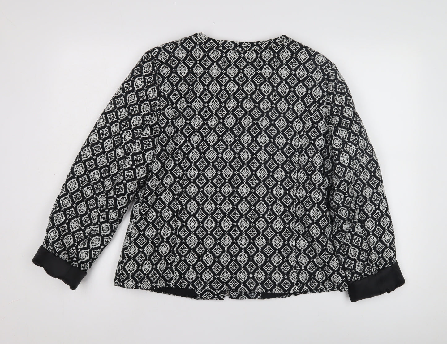 BHS Women's Black Argyle Jacket, Size 14, Cotton