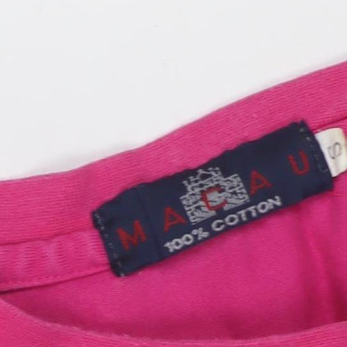 Macau Women's Pink T-Shirt, S, Crew Neck, Casual Wear