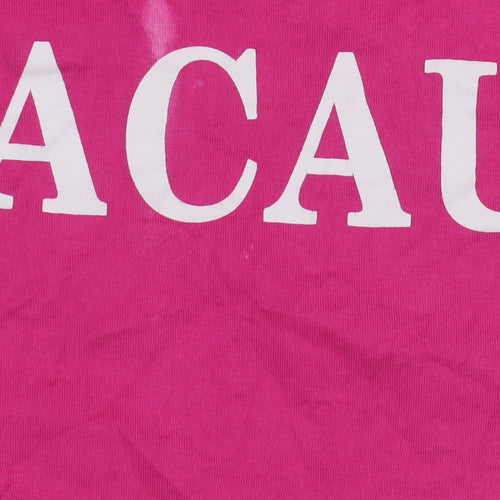 Macau Women's Pink T-Shirt, S, Crew Neck, Casual Wear