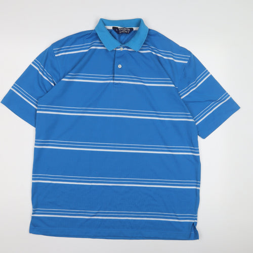 L Kensington Men's Blue Striped Polo Shirt Size L