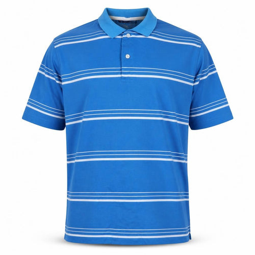 L Kensington Men's Blue Striped Polo Shirt Size L