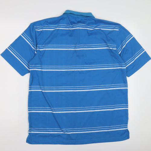 L Kensington Men's Blue Striped Polo Shirt Size L