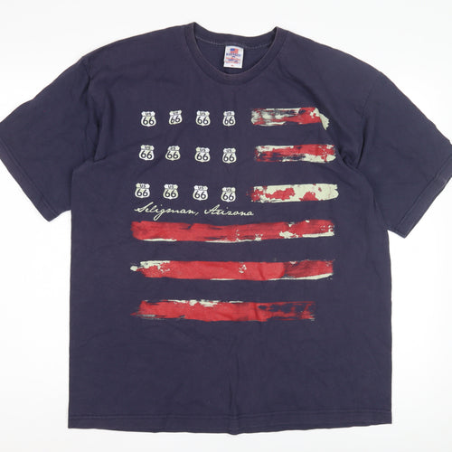 Bayside Men's XL Blue Graphic Patriotic T-Shirt