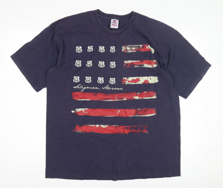 Bayside Men's XL Blue Graphic Patriotic T-Shirt