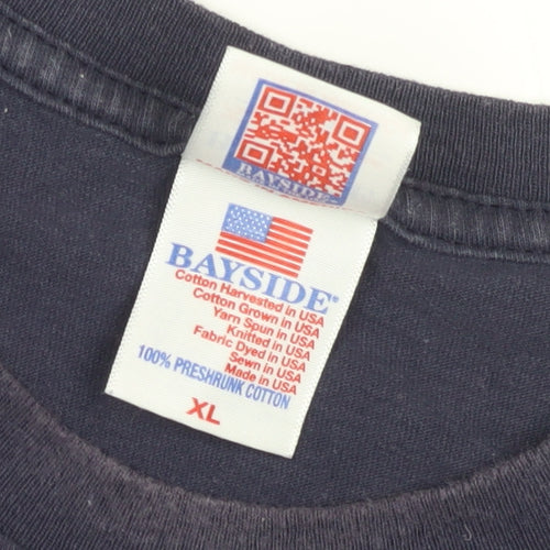 Bayside Men's XL Blue Graphic Patriotic T-Shirt