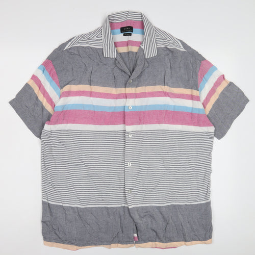 ZARA Men's Multicoloured Relaxed Fit Striped Shirt L