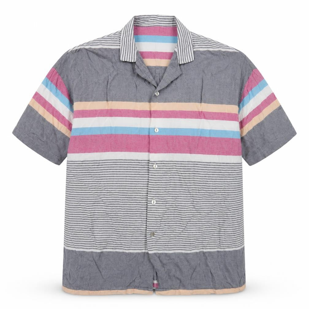 Front view of Zara Men's Multicoloured Relaxed Fit Striped Shirt L