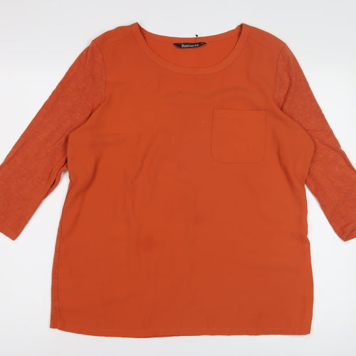 Bonmarché Women's Orange T-Shirt, Size 14, 3/4 Sleeve