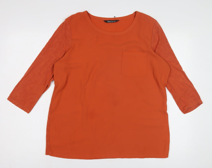 Bonmarché Women's Orange T-Shirt, Size 14, 3/4 Sleeve