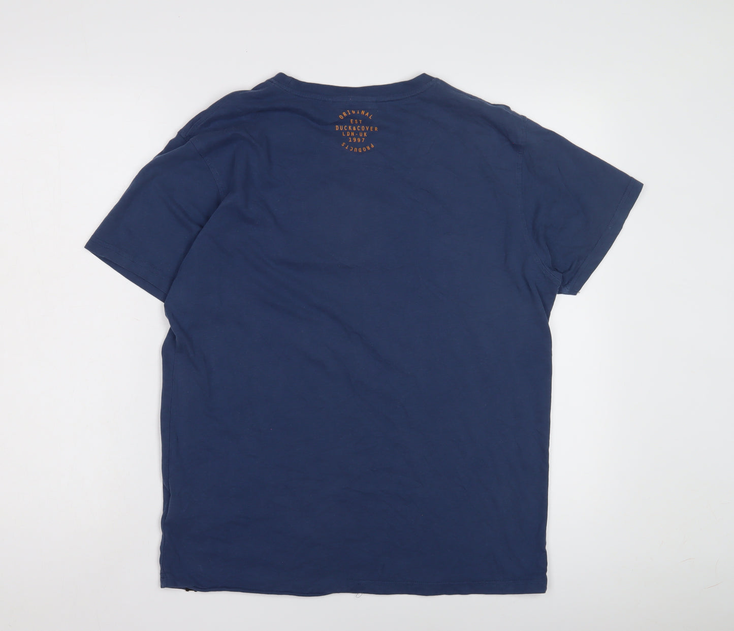 Duck and Cover Men's Blue Graphic T-Shirt L
