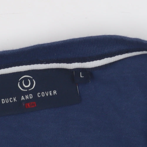 Duck and Cover Men's Blue Graphic T-Shirt L