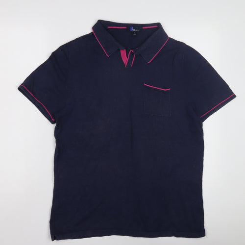 Boden Women's Blue Polo Shirt, L, Short Sleeve Jersey