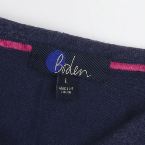 Boden Women's Blue Polo Shirt, L, Short Sleeve Jersey