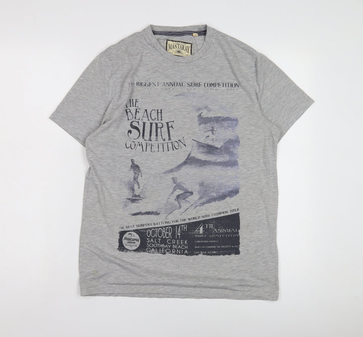 Mantaray Men's Grey Surf Graphic T-Shirt, Size S