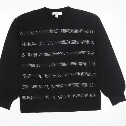 Marks and Spencer Women's Black S Pullover Sequin Jumper
