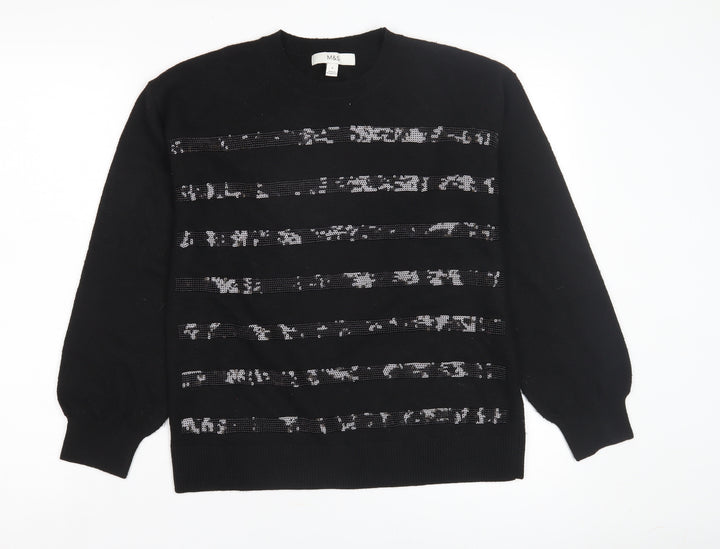 Marks and Spencer Women's Black S Pullover Sequin Jumper