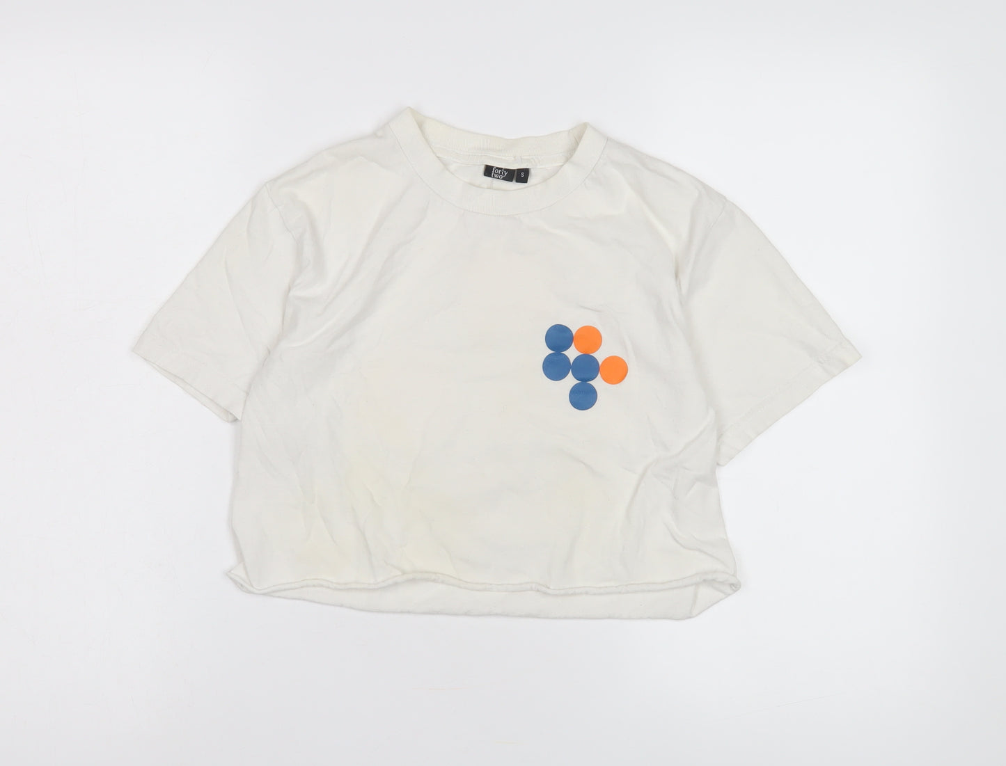 Forty Two White Graphic Unisex T-Shirt, Size S
