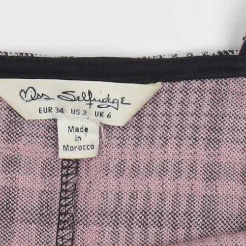 Miss Selfridge Plaid Sleeveless Dress, UK 6, Multicoloured