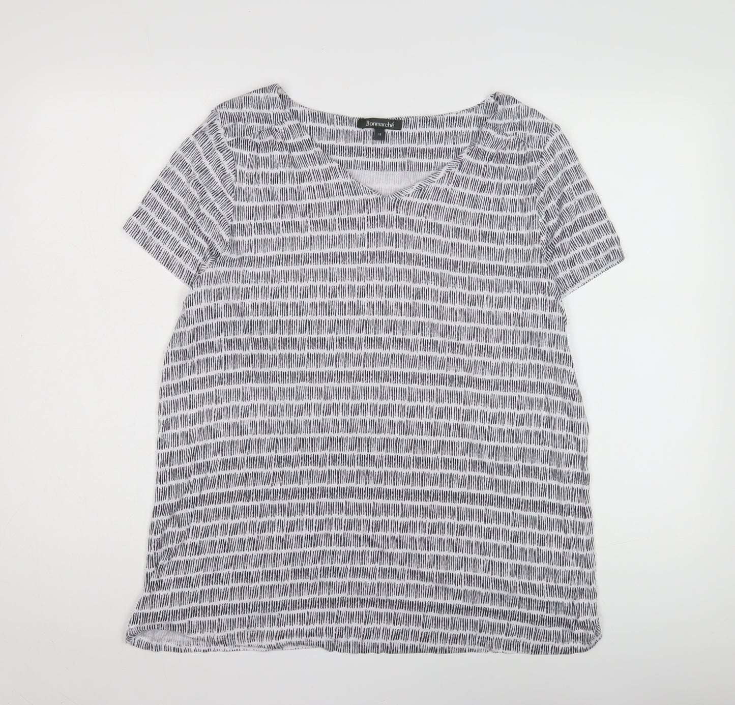 Bonmarché Women's Multicoloured V-Neck T-Shirt Size 18