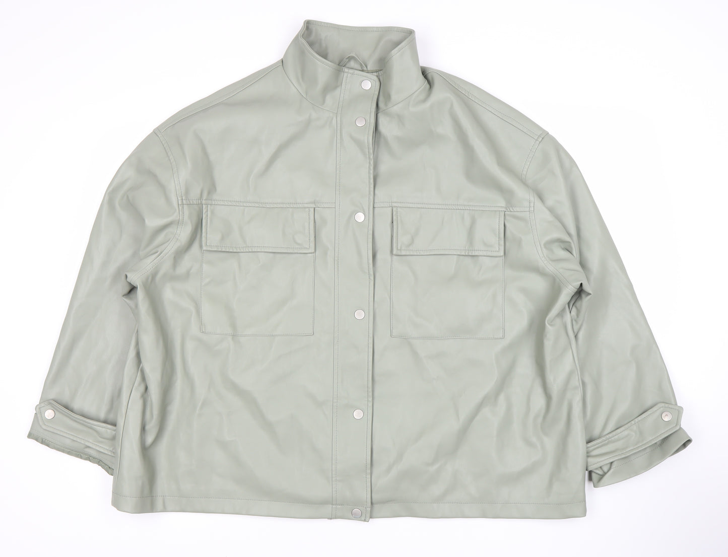 ASOS Women's Grey Jacket Snap Closure Size 18